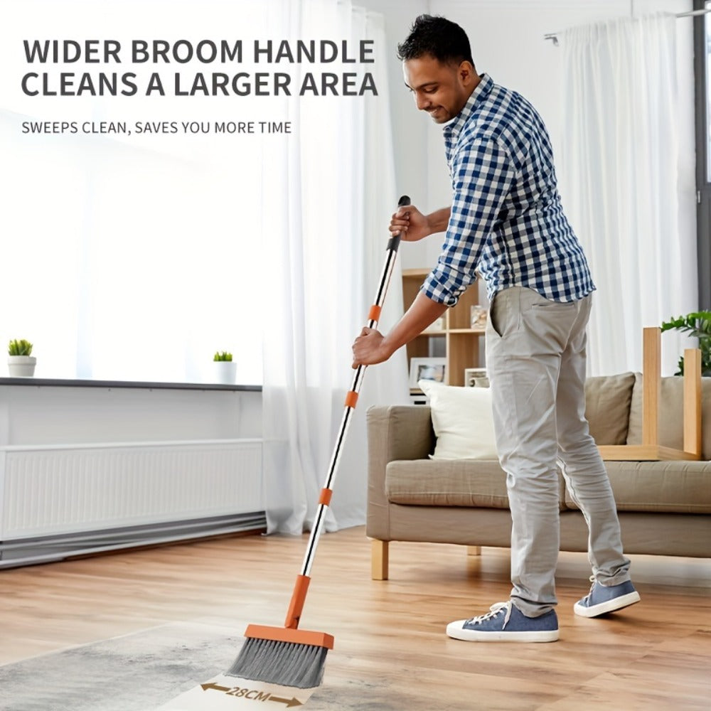 Broom And Dustpan Set with 50 Inch Extended Handle for Dust Hair Debris