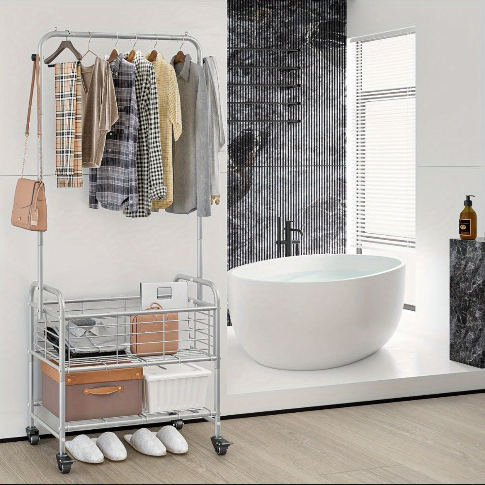 Laundry Basket, Wheels and Hanging Rack, Multifunctional Clothes Hamper for Laundry Room Bedroom Bathroom