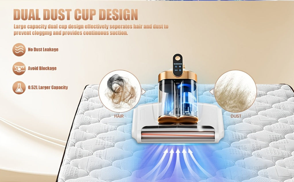 Mattress Vacuum with Cleaner 16Kpa UV Light and 80000 RPM Sonic Technology