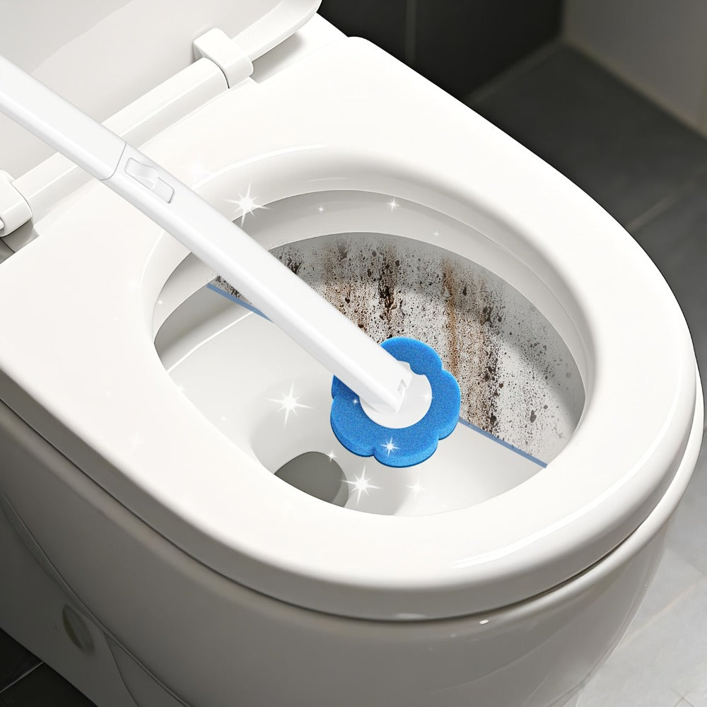Disposable Toilet Brush with Bracket and Replaceable Heads for Home and Bathroom
