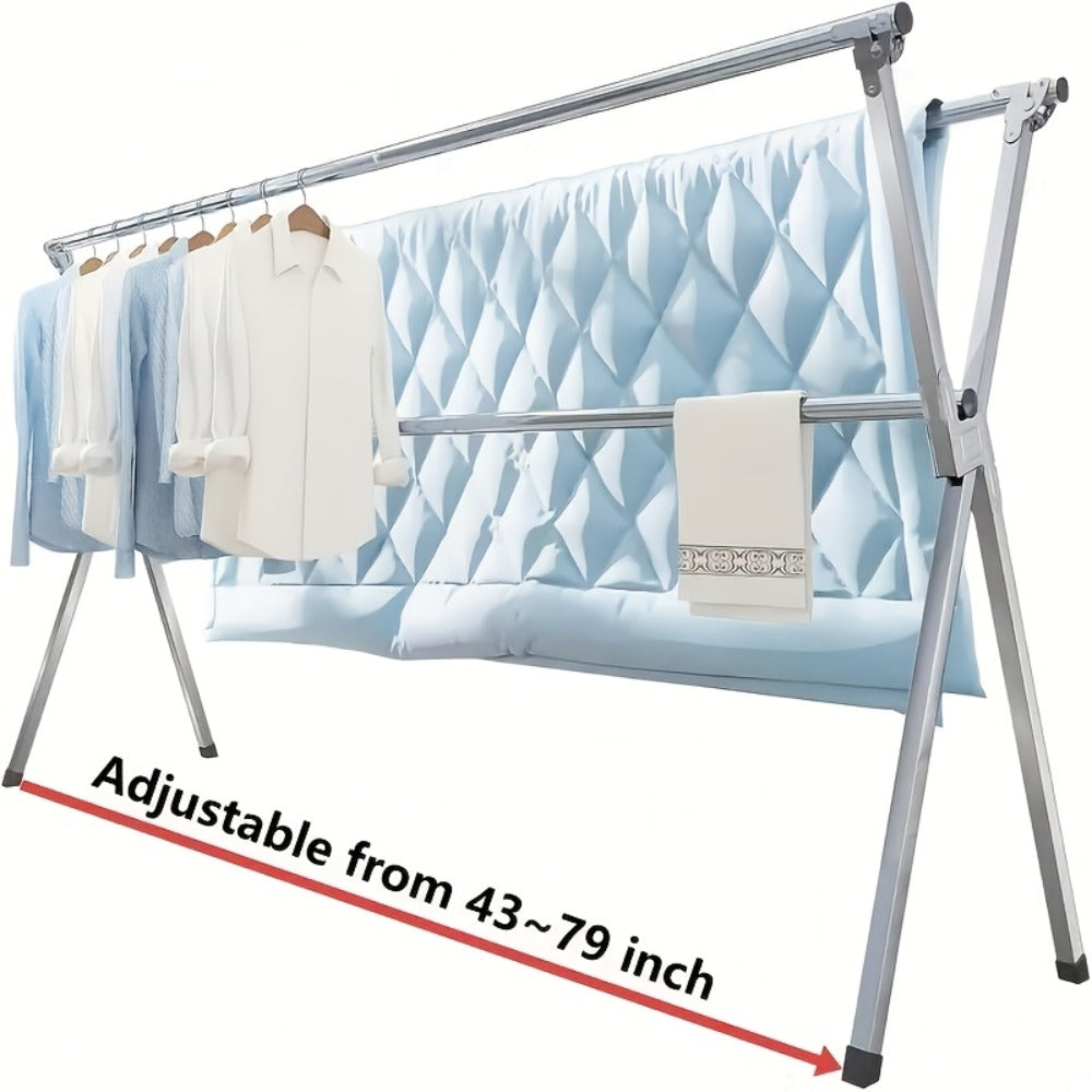 Laundry Drying Rack, Freestanding Stainless Steel Clothes Airer with Folding Frame for Home and Patio