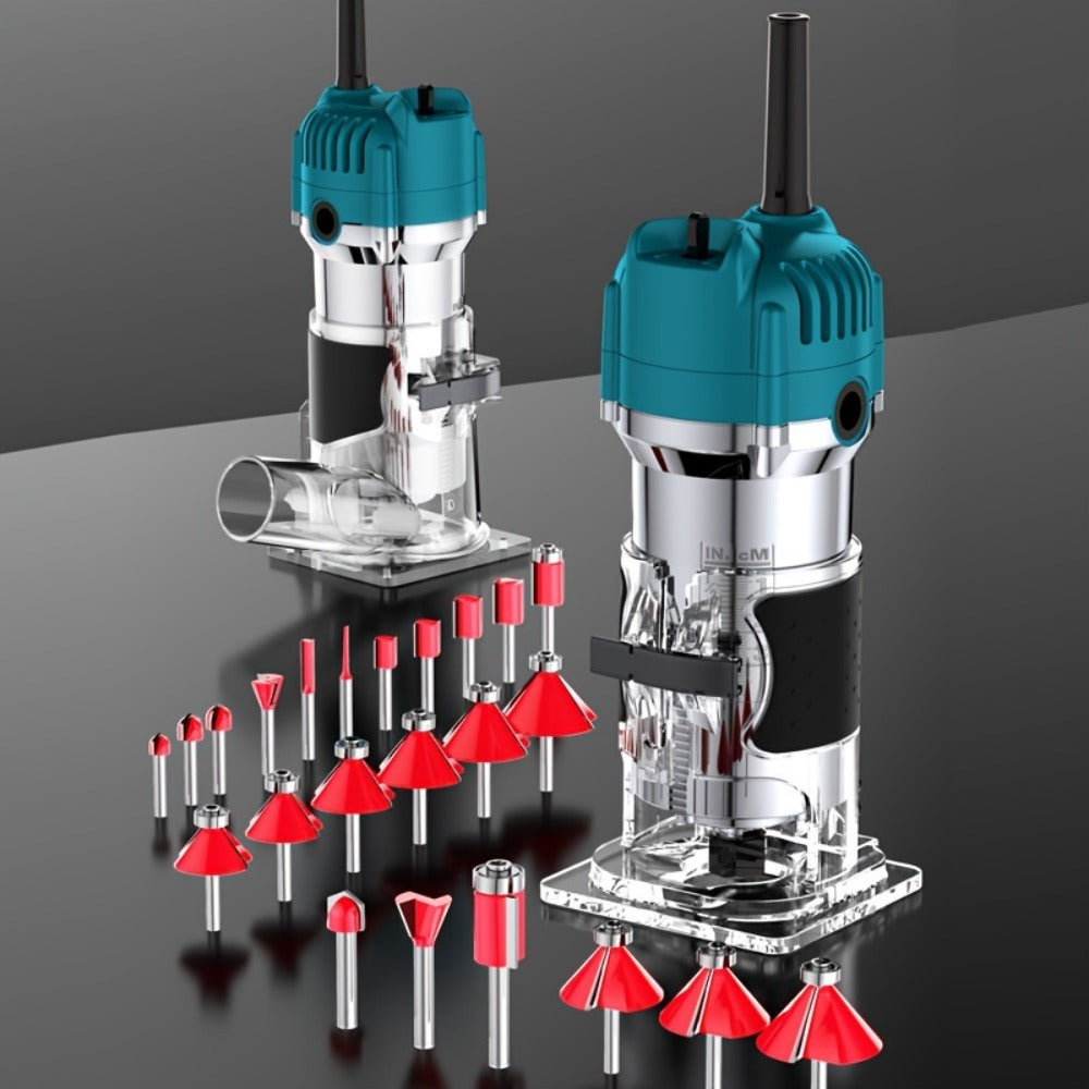Wood Router with Wood Slotting and Optional 15pc Milling Cutter Set for Woodworking