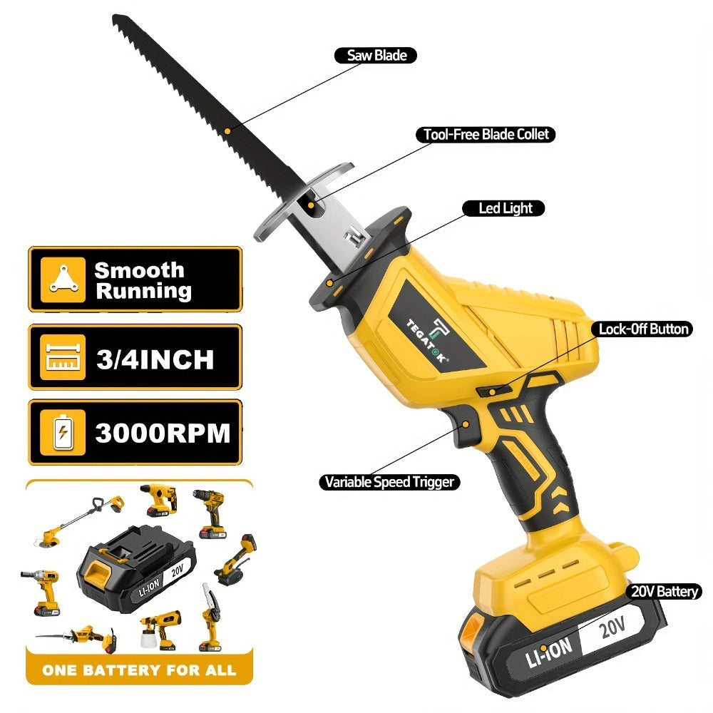 Electric Saw in an Electric Design with LED Light and Safety Lock