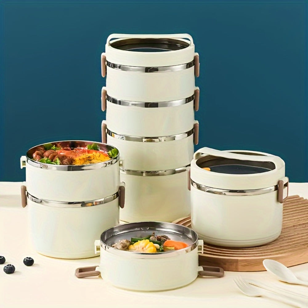 Steel Lunch Box with Carry Bag and Cutlery for Camping Picnic School Office and Outdoor Adventures