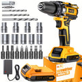 Impact Drill Set 21V Cordless with Drill Bit Accessories, Toolbox & Charger – Heavy Duty Wireless Impact Wrench Drill, 2AH / 4AH Battery Options, for Car Repair, Construction & Heavy-Duty DIY Projects