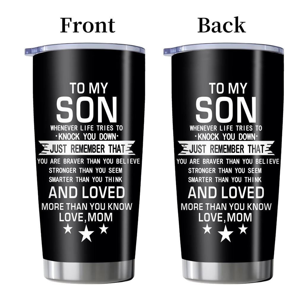 20oz Insulated Tumbler Gift for Son from Mom – Inspirational Quote Travel Mug, Stainless Steel Car Cup for College & High School