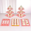 Cake Stand Set 5 Piece – 2 Square Three-Tier Cupcake Stands & 3 Appetizer Trays for Birthday, Baby Shower, Bridal Shower, Christmas, Halloween Party Dessert Display