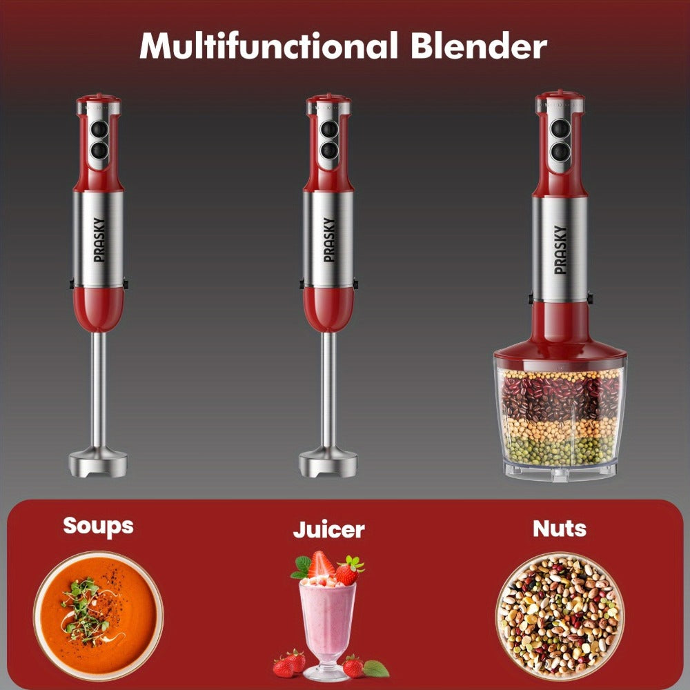 Immersion Blender with Meat Chopper and Measuring Cup Attachments