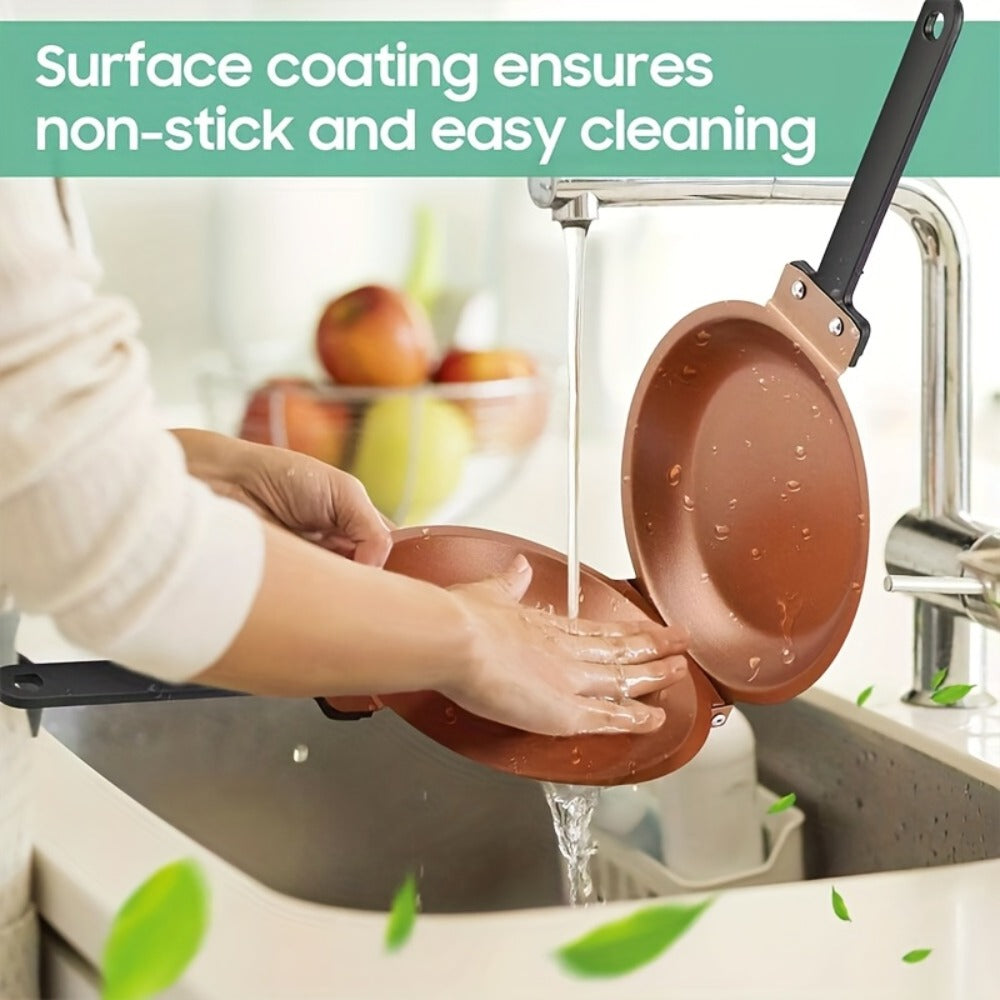 Double-Sided Non-Stick Omelette Pan – Reversible Flip Skillet for Fluffy Pancakes, Omelets & Italian Omelettes | Dishwasher Safe, Indoor & Outdoor Cooking, Camping Kitchen Essentials