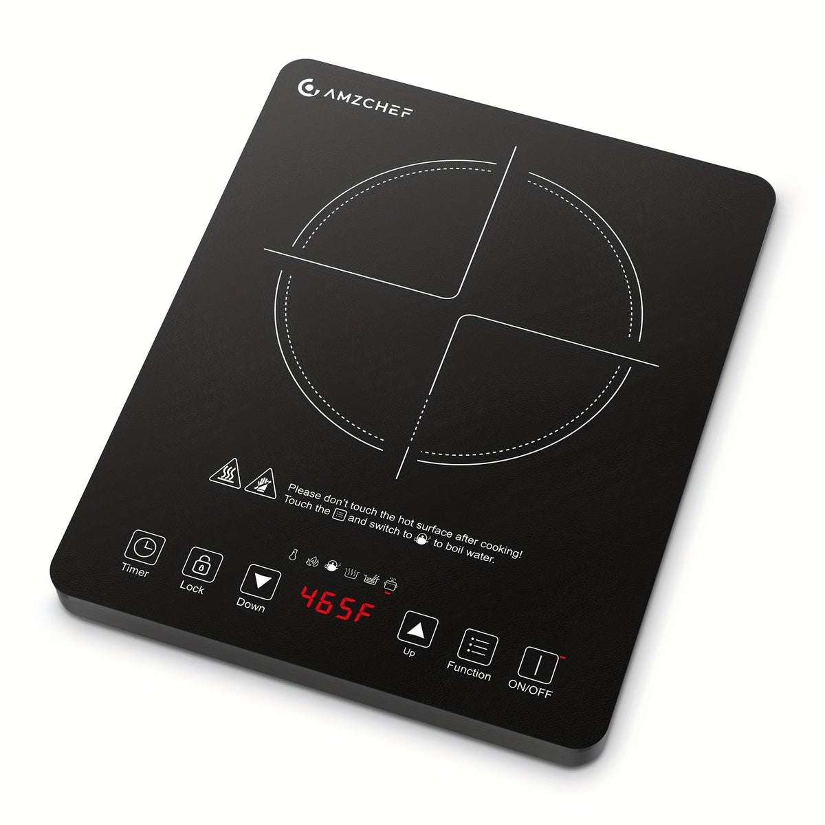 Induction Cooktop 1800W Single Burner Countertop Induction Cooker with Touch Control Timer & Overheat Protection - Portable Electric Stove Glass Surface Multi-Level Heat Settings for Home Kitchen & Dorm