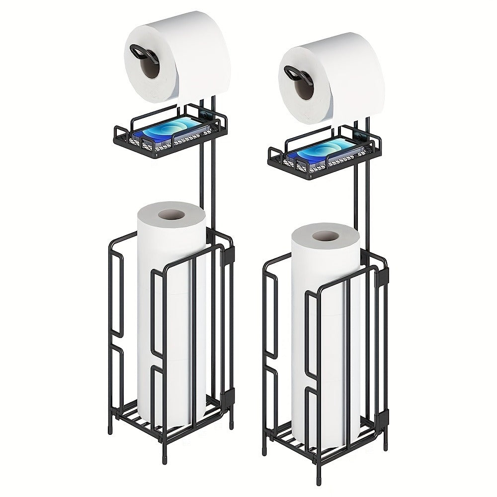 Stainless Steel Stand 3 Extra Roll Storage Modern Bathroom Organizer, Freestanding Toilet Paper Holder