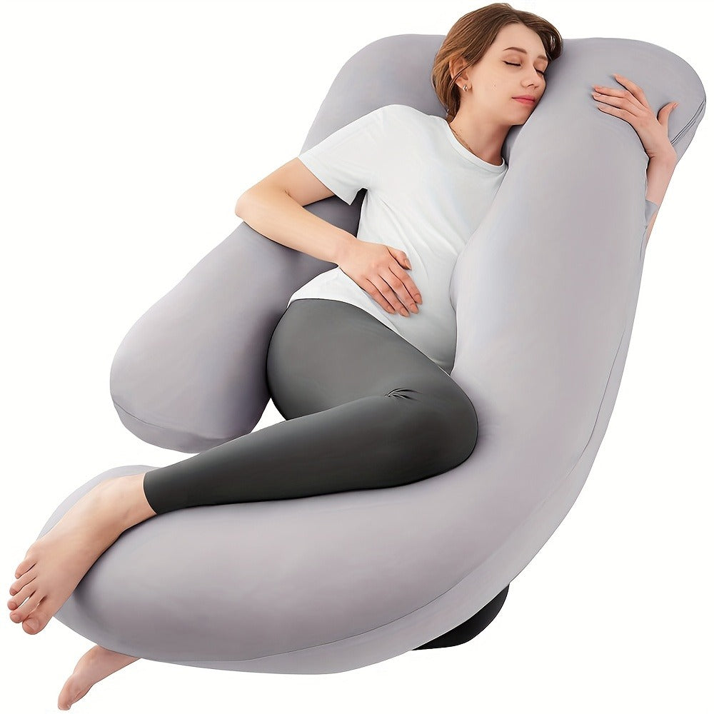 Pregnancy Pillow J-Shape 60 Inch Full Body Maternity Pillow with Velvet Cover – Back Leg Belly Support for Pregnant Women Side Sleeper Body Pillow Multiple Colors