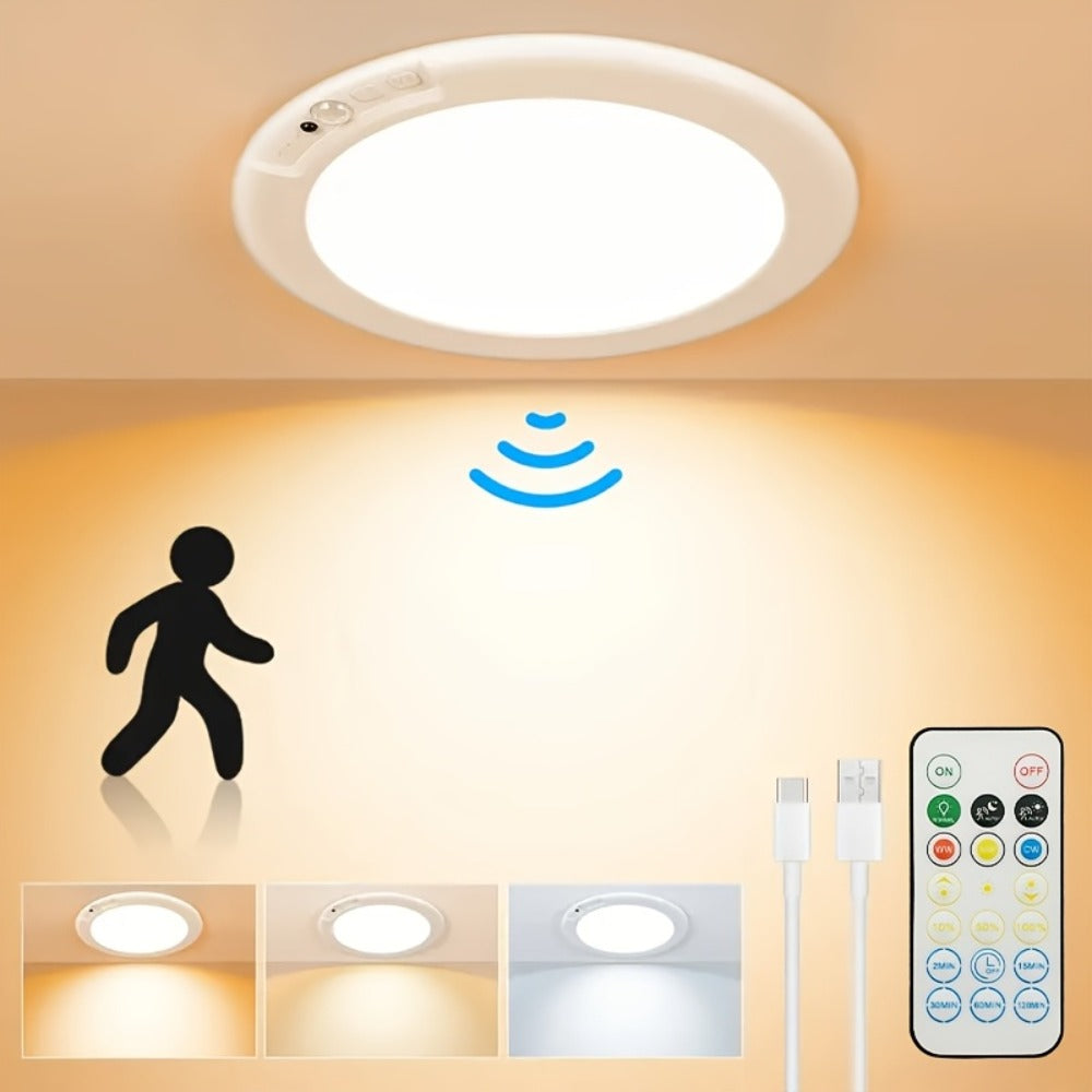 Rechargeable Ceiling Light with Remote Control and Motion Sensor