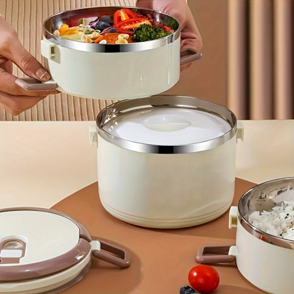 Steel Lunch Box with Carry Bag and Cutlery for Camping Picnic School Office and Outdoor Adventures