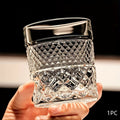 Italian Embossed Whiskey Glass – Handcrafted XO Cocktail Tumbler | Aesthetic Roostertail Bar Beer Water Glass for Home Bar Gifting Party