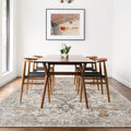 Vintage Chenille Area Rug Non-Slip Machine Washable – Retro Print Lightweight Carpet for Living Room, Bedroom, Dining Area & Home Office – Light Taupe Brown, 8 Sizes