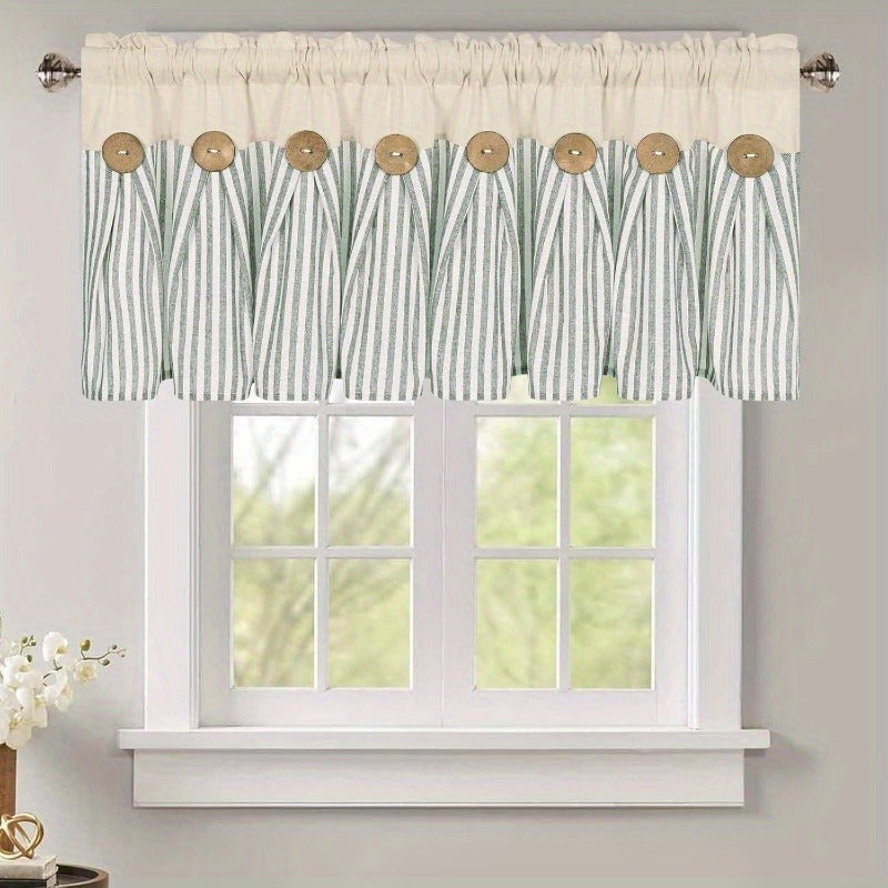 Semi Sheer Curtains Bohemian Linen Cotton Patchwork Grommet Top Window Drapes for Bedroom Living Room Kitchen Bathroom Cafe - Boho Country Cottage Style 4 Seasons 1 or 2 Panels