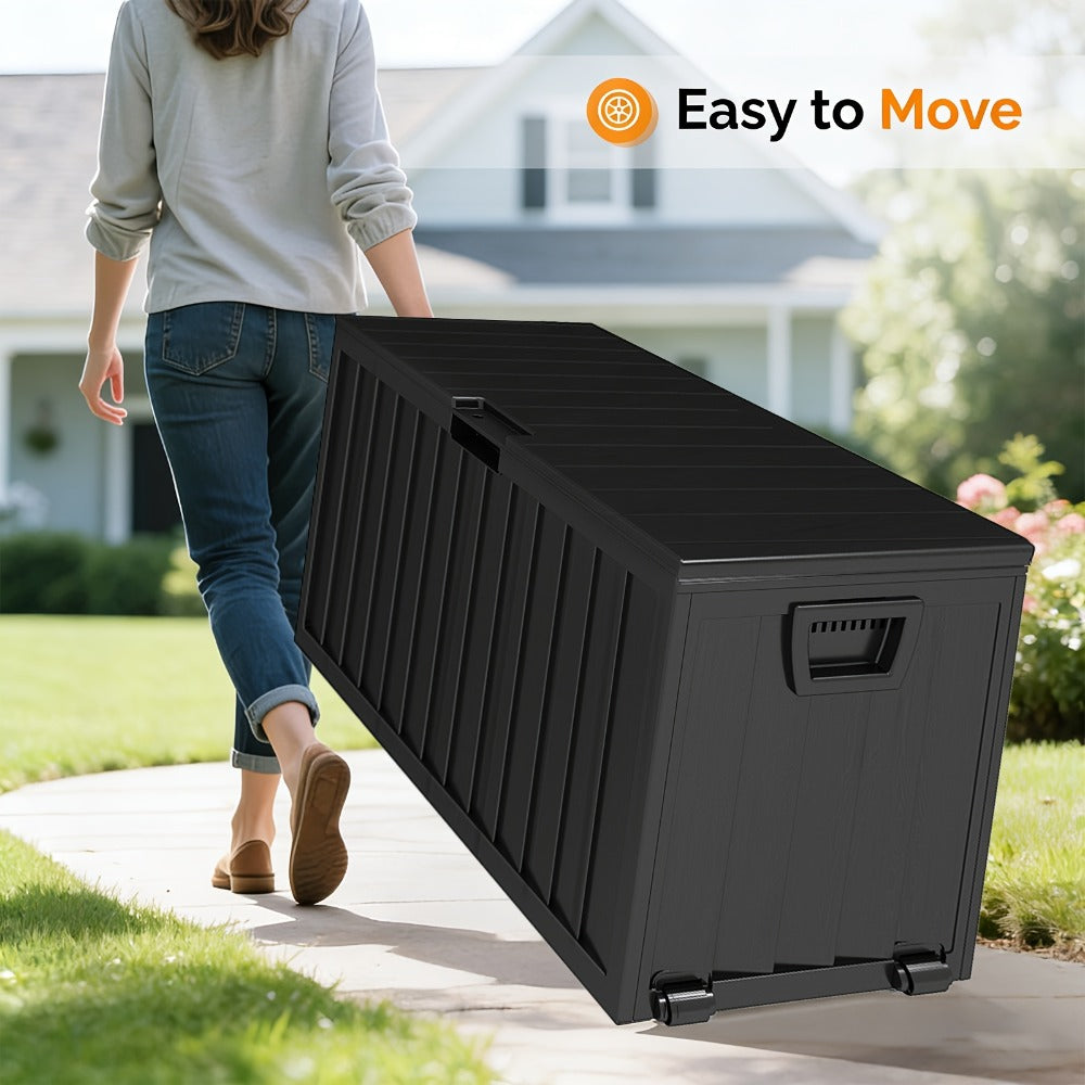 Outdoor Storage Box with Handles and Wheels for Pool Accessories