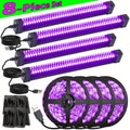 UV Black Light Bars & Strips 8-Piece Set – 385-400nm USB Powered 5V LED Blacklight for Glow Party, Halloween, Neon Party, Body Paint & Fluorescent Art (4x32cm + 4x250cm)