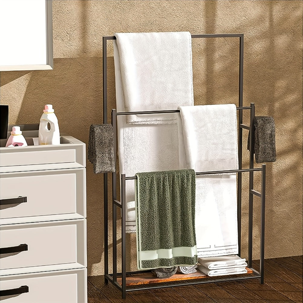 Towel Rack, Freestanding 47 Inch Tall 3-Tier Floor Standing Towel Holder for Bathroom Bedroom Pool Outdoor