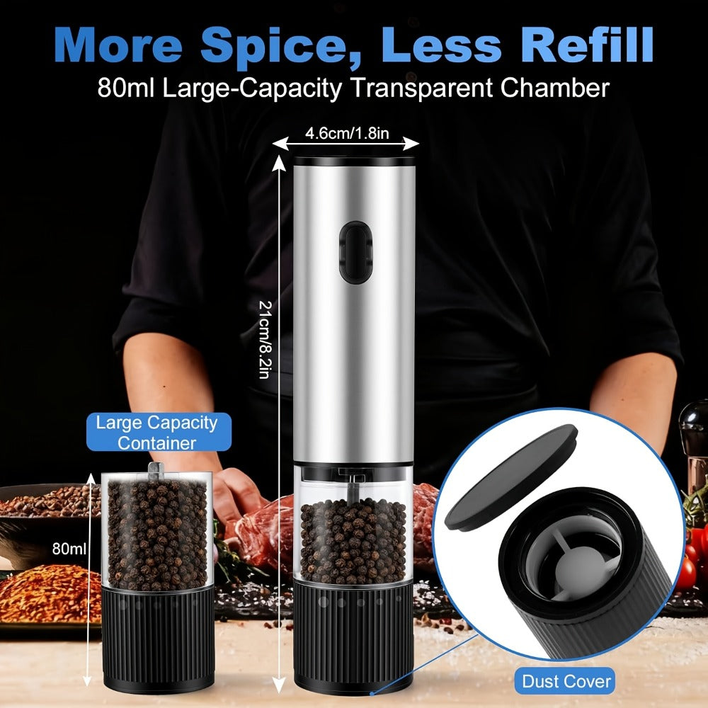 Electric Pepper Grinder with 5-Level Adjustable Coarseness and Ceramic Core for Kitchen Cooking