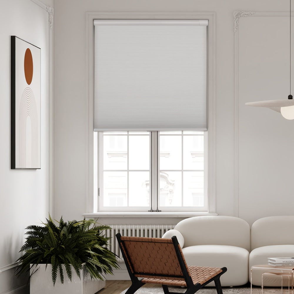 Cordless Honeycomb Cellular Shades No Drill No Tools Install - Color-Matched Blackout & Light Filtering Window Blinds, 64 Inch Height, Custom Width 21"-46", Energy Efficient Room Darkening Shades