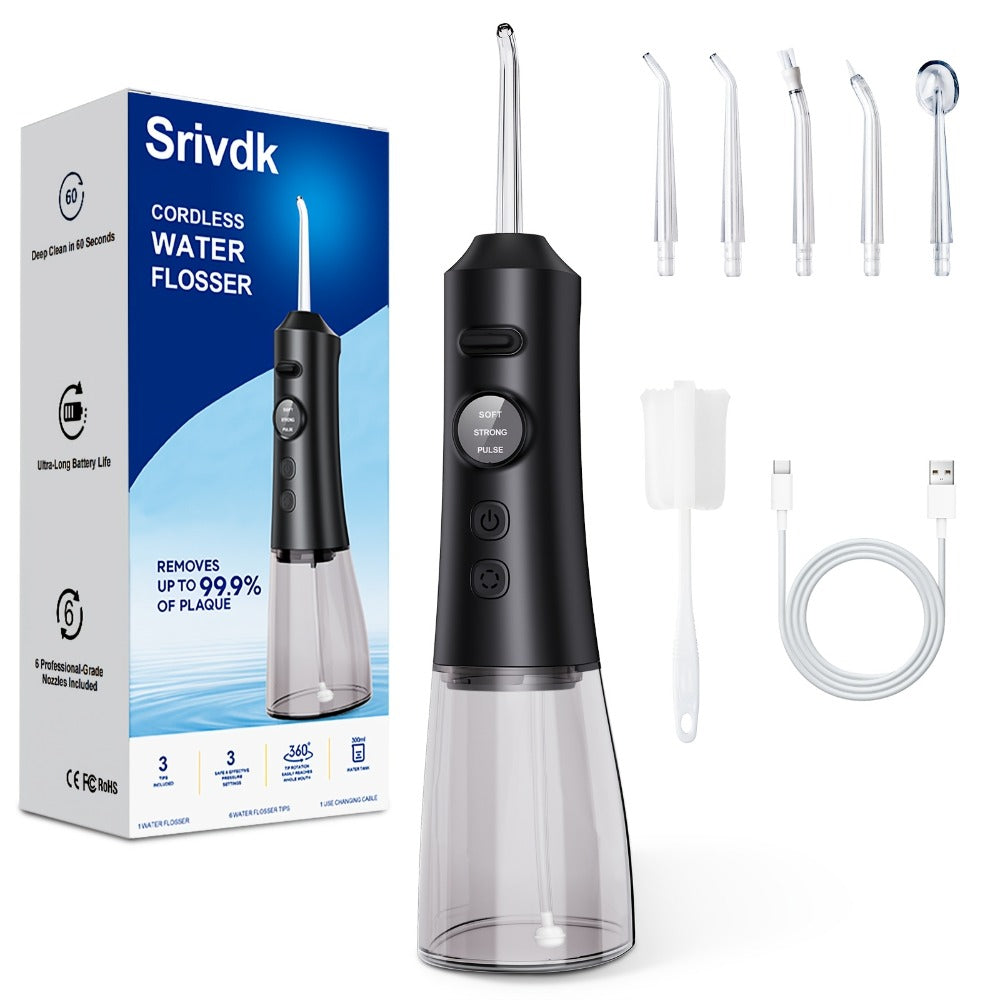 Water Flosser Cordless, Rechargeable Electric Dental Cleaner, Portable for Home & Travel Use