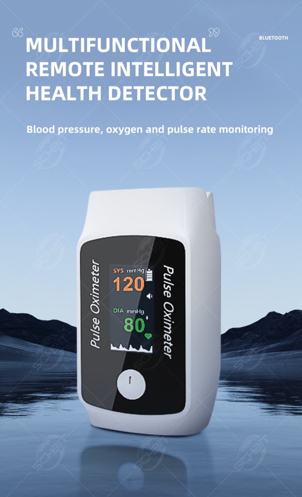 Pulse Oximeter, Real-Time Heart Rate & SpO2 Tracking via Bluetooth App, Compact Digital Oxygen Meter