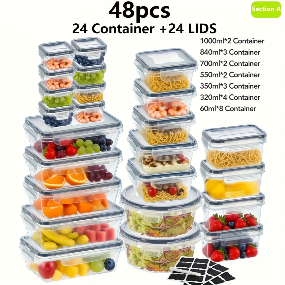 Food Storage Containers With Lids Airtight Plastic Container Set for Kitchen Pantry Organization, Easy-Lock Leak-Proof Design