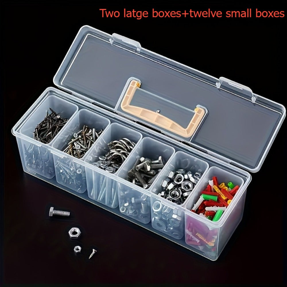 Organizer Box Set with Multi-Compartment Hardware Organizer for Screws