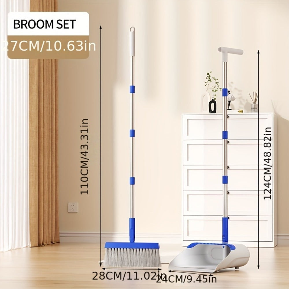 Broom And Dustpan Set with 50 Inch Extended Handle for Dust Hair Debris