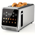 4-Slice Toaster Long Slot Stainless Steel – Touch Screen LED Display, 1.5" Wide Slots, Countdown Timer, Memory Function, Dual Control, 6 Shade Settings