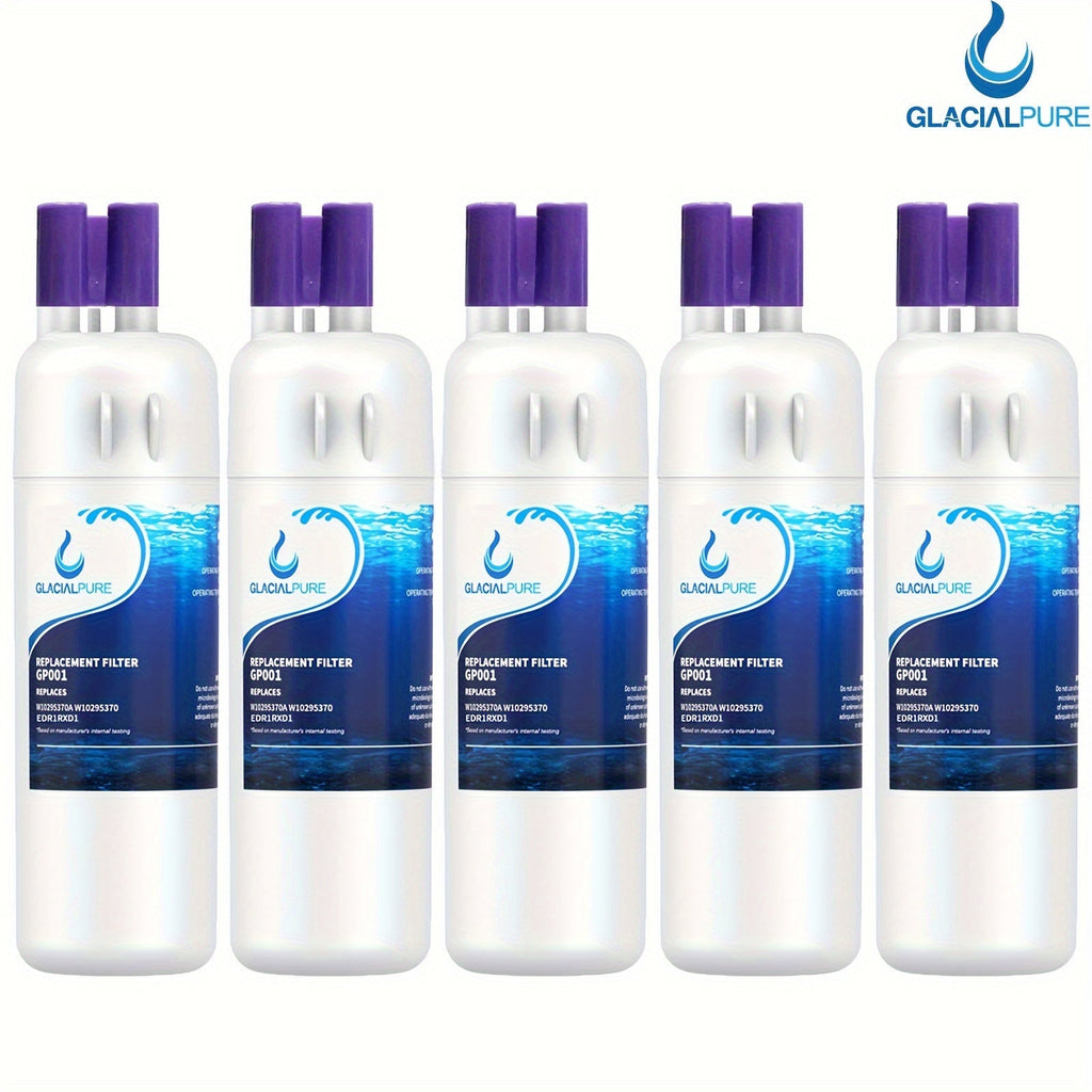 Refrigerator Water Filter 5-Pack Compatible with GlacialPure GP001 EDR1RXD1 W10295370 WHR1RXD1 KAD1RXD1 P8RFWB2L P4RFWB P5WB2L – Replacement Filter for Whirlpool Kenmore KitchenAid Maytag Amana