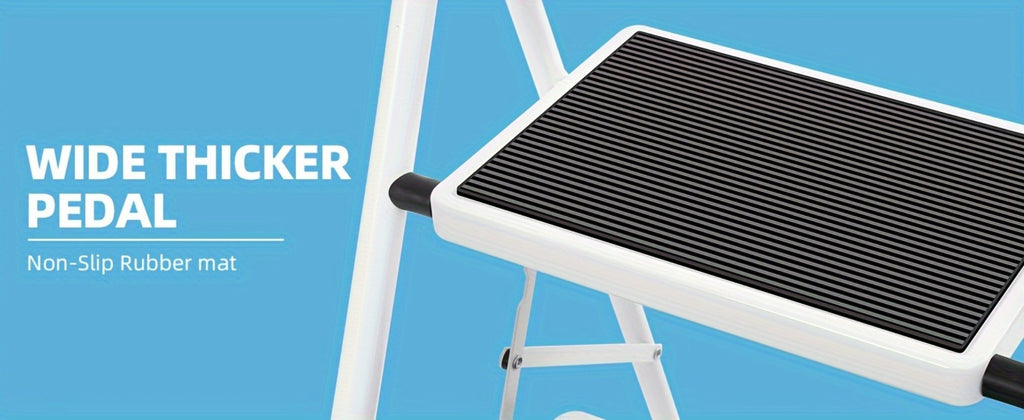 Foldable Heavy Duty Steel, Lightweight Portable Folding Step Ladder for Home Kitchen Bathroom Garage, 2 Step Ladder