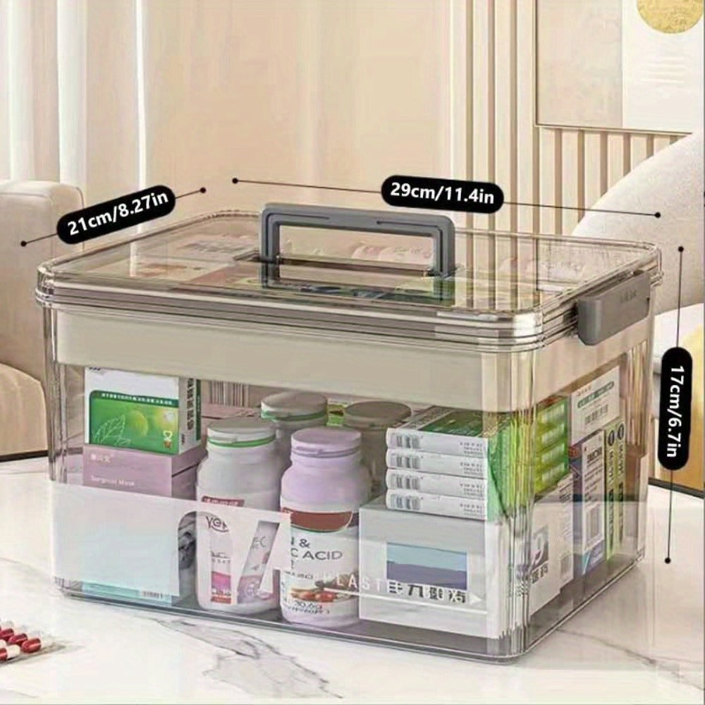Multi-Layer Transparent Plastic Pill Organizer Cabinet, Spacious Drug & First Aid Supply Organizer, Medicine Storage Box