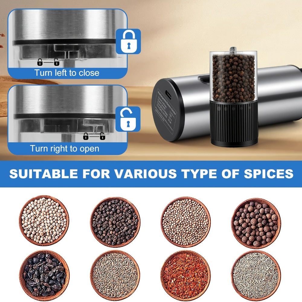 Electric Pepper Grinder with 5-Level Adjustable Coarseness and Ceramic Core for Kitchen Cooking