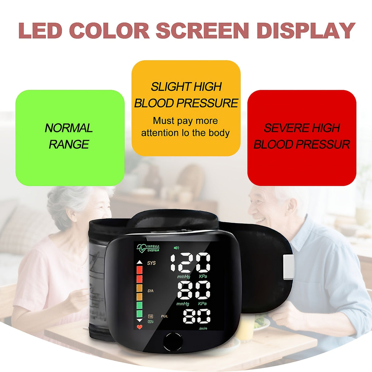 Wrist Blood Pressure Monitor Professional - Automatic BP Monitor with High-Precision LCD Display, Voice Language Prompts & Memory Function, Clinically Accurate for Medical & Home Use, Senior Gift