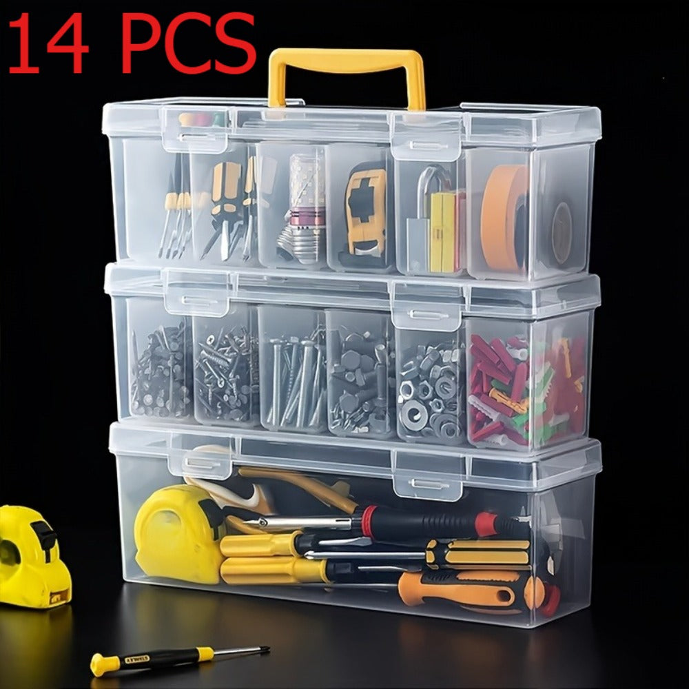 Organizer Box Set with Multi-Compartment Hardware Organizer for Screws