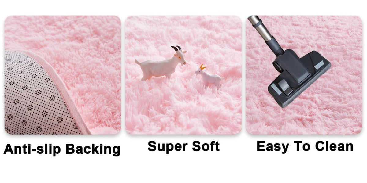 Round Shaggy Plush Rug – Soft Fluffy Circular Carpet for Bedroom & Living Room, Easy Clean