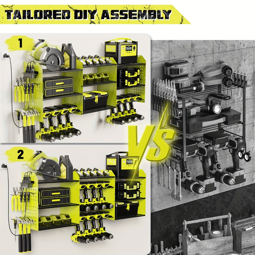 Power Tool Organizer with Adjustable Garage Tool Shelf for Workshop and Tool Room