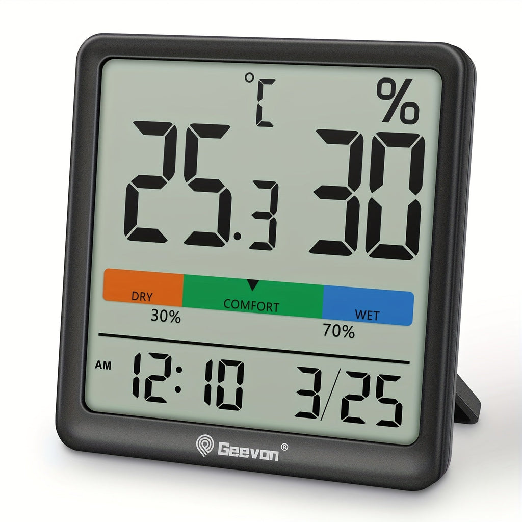 Digital Indoor Thermometer Hygrometer with Clock and Calendar for Home Office