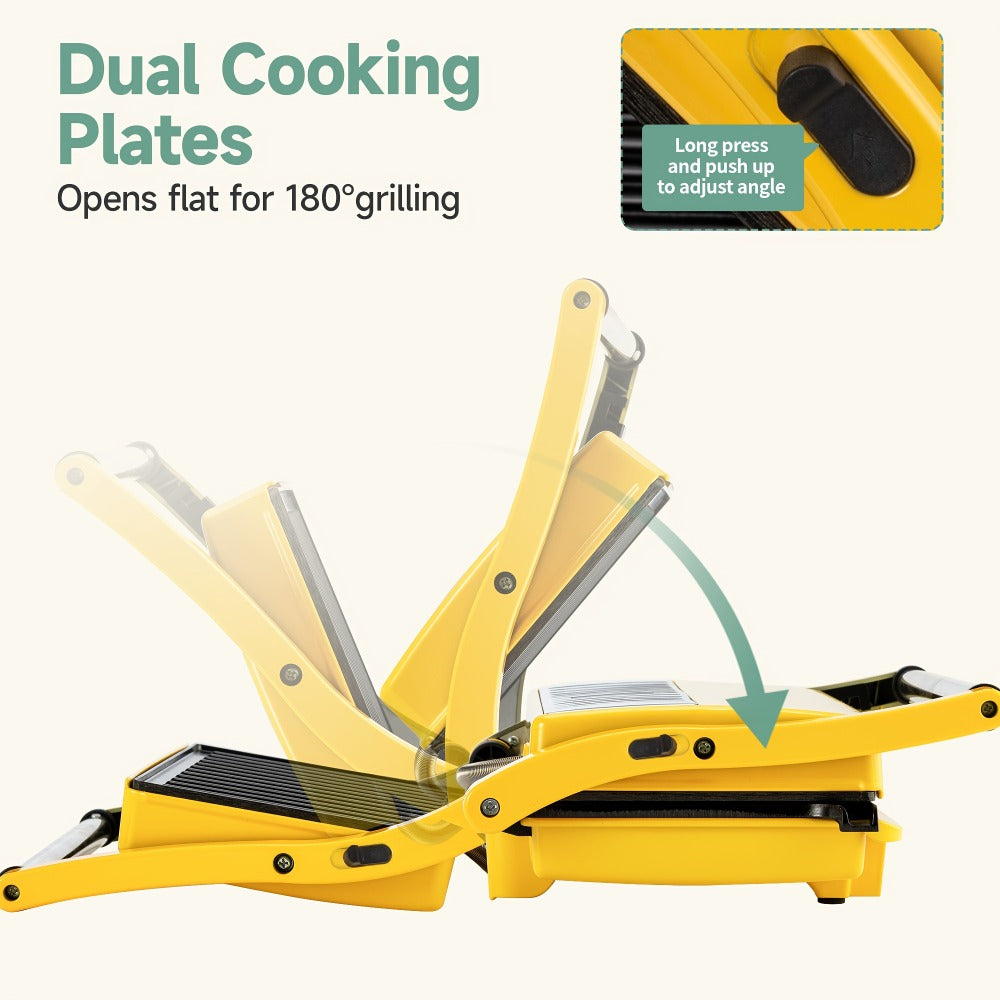 Sandwich Maker with Floating Hinge Grease Tray Temperature Control for Home Dorm Office