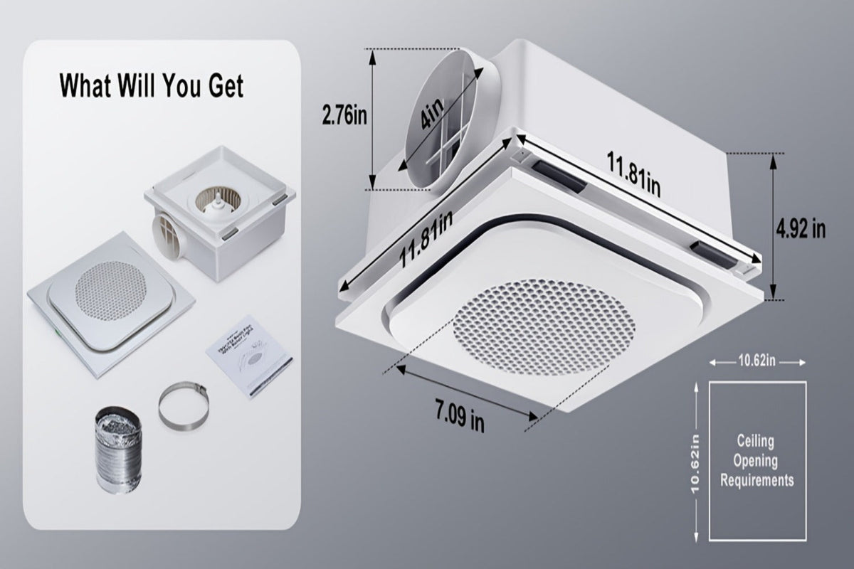 Bathroom Exhaust Fan Combo (150 CFM) in a Quiet Ventilation Design with 40W LED Night Light