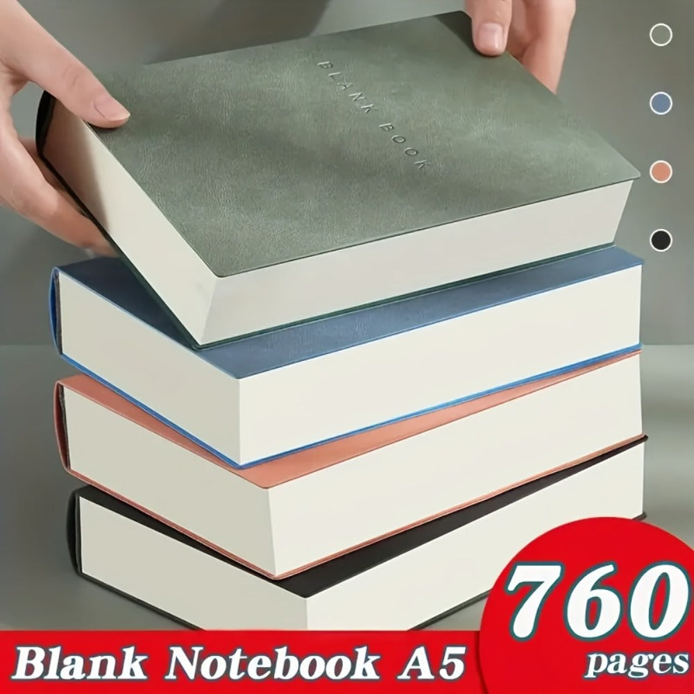 Blank Notebook with A5 760 Pages Leather Soft Cover Sketchbook