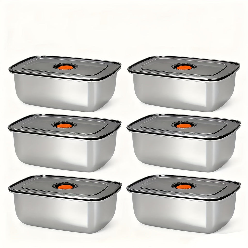 Stainless Steel Lunch Boxes, Set of 6 Large 50.72 oz Food Storage Containers with Lids – Airtight Stackable Refrigerator Storage Containers for Meal Prep, Leftovers, Kitchen and Office
