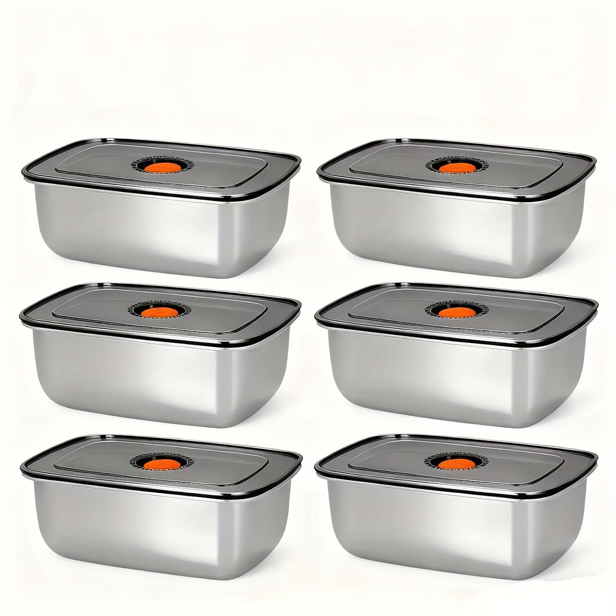Stainless Steel Lunch Boxes, Set of 6 Large 50.72 oz Food Storage Containers with Lids – Airtight Stackable Refrigerator Storage Containers for Meal Prep, Leftovers, Kitchen and Office