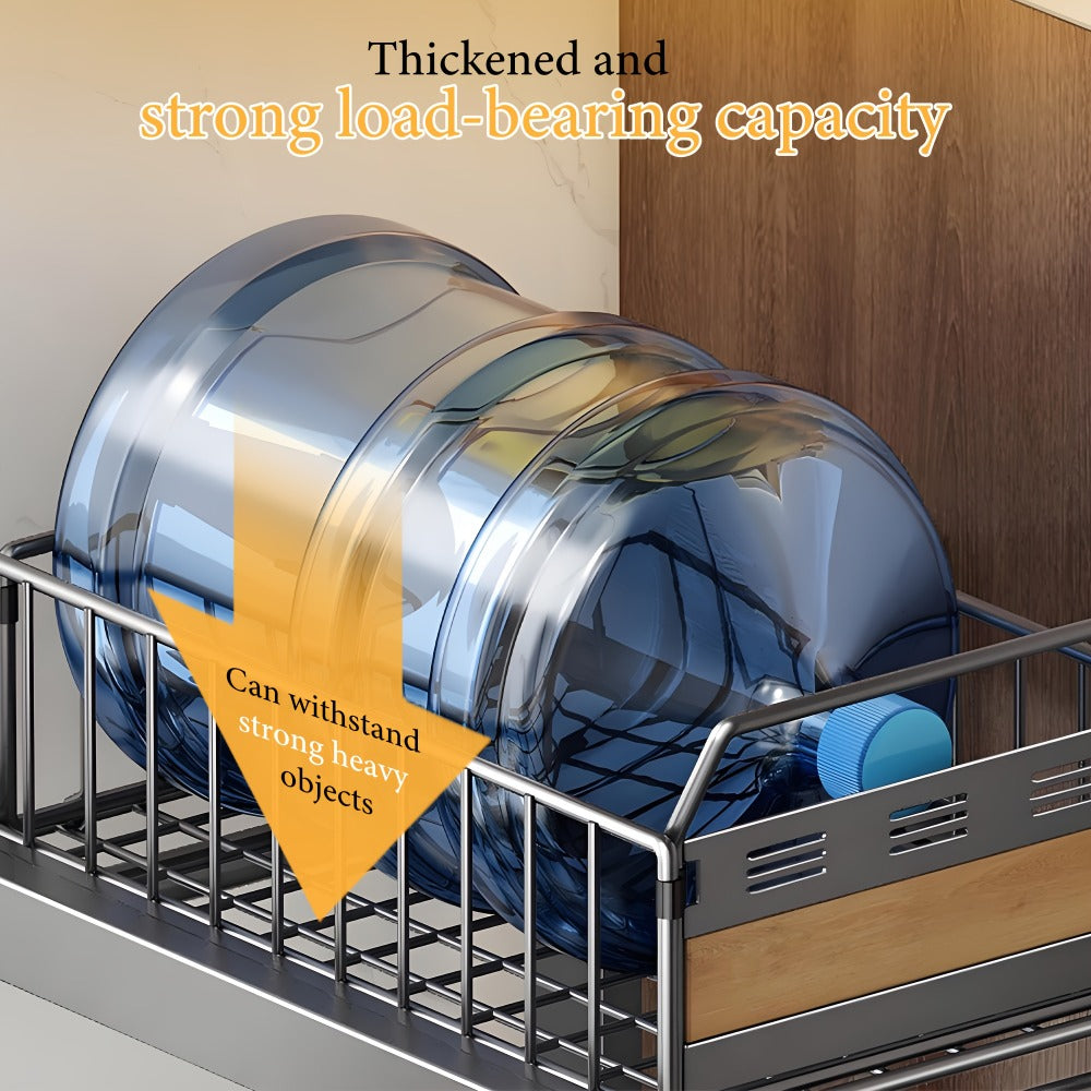 Under Cabinet Organizer in a Carbon Steel Design with Wood Accents