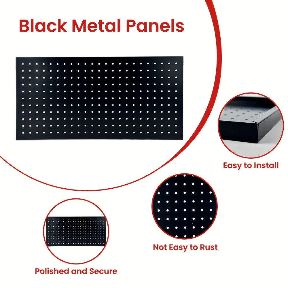 Pegboard Wall Panels in Heavy-Duty Steel, Two or Four-Pack Wall-Mounted Tool Organization for Garage Workshops