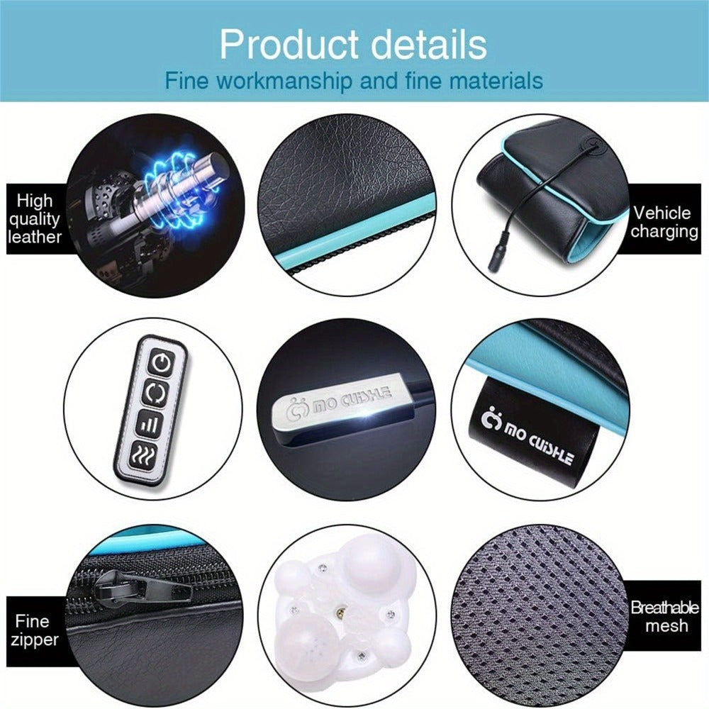 Neck Massager, Heated Shiatsu Kneading Pillow for Shoulders and Back, Portable Electric Design for Home Comfort