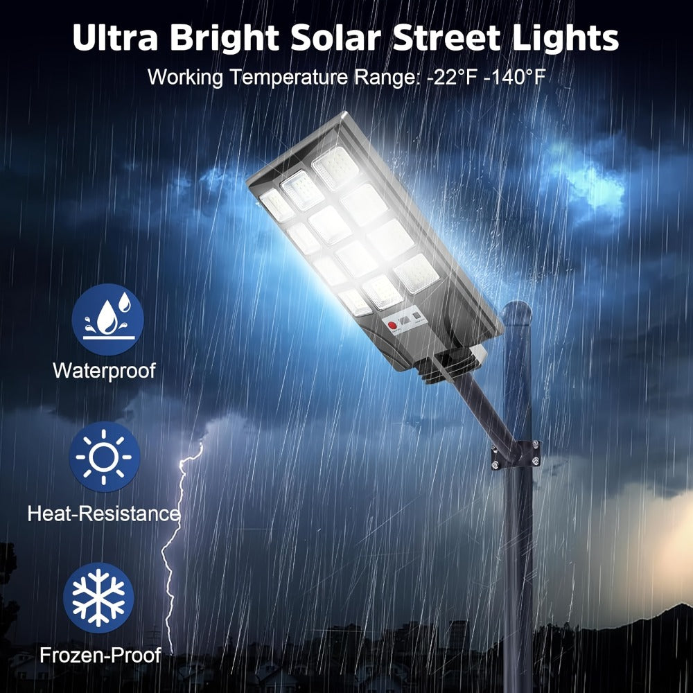 Solar Street Light, Dusk to Dawn for Commercial Area, Parking Lot & Night Security Lighting (2 or 4 Pack)
